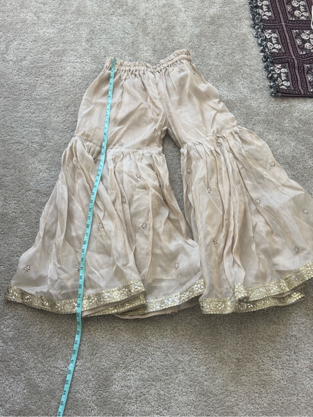 Beige Embroidered Sharara Pants